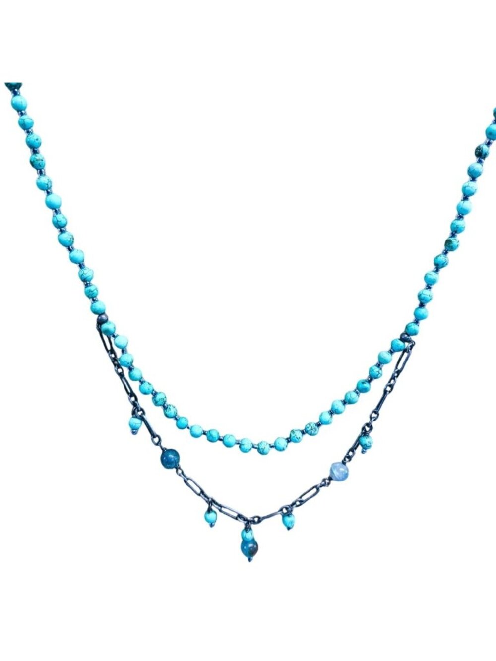 Retired Silpada Howlite Kyanite 2-Strand .925 Sterling Silver Necklace